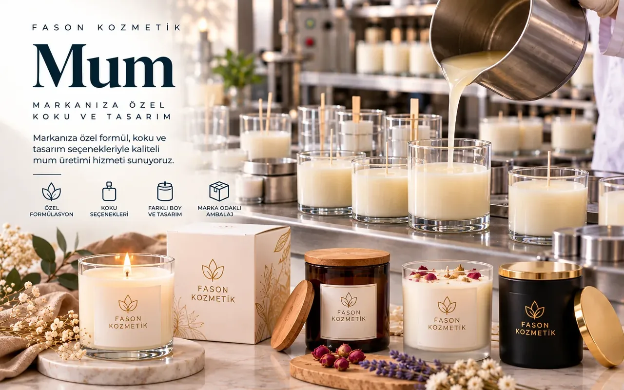 Mum dolumu üretim hattı ve farklı mum ambalajları